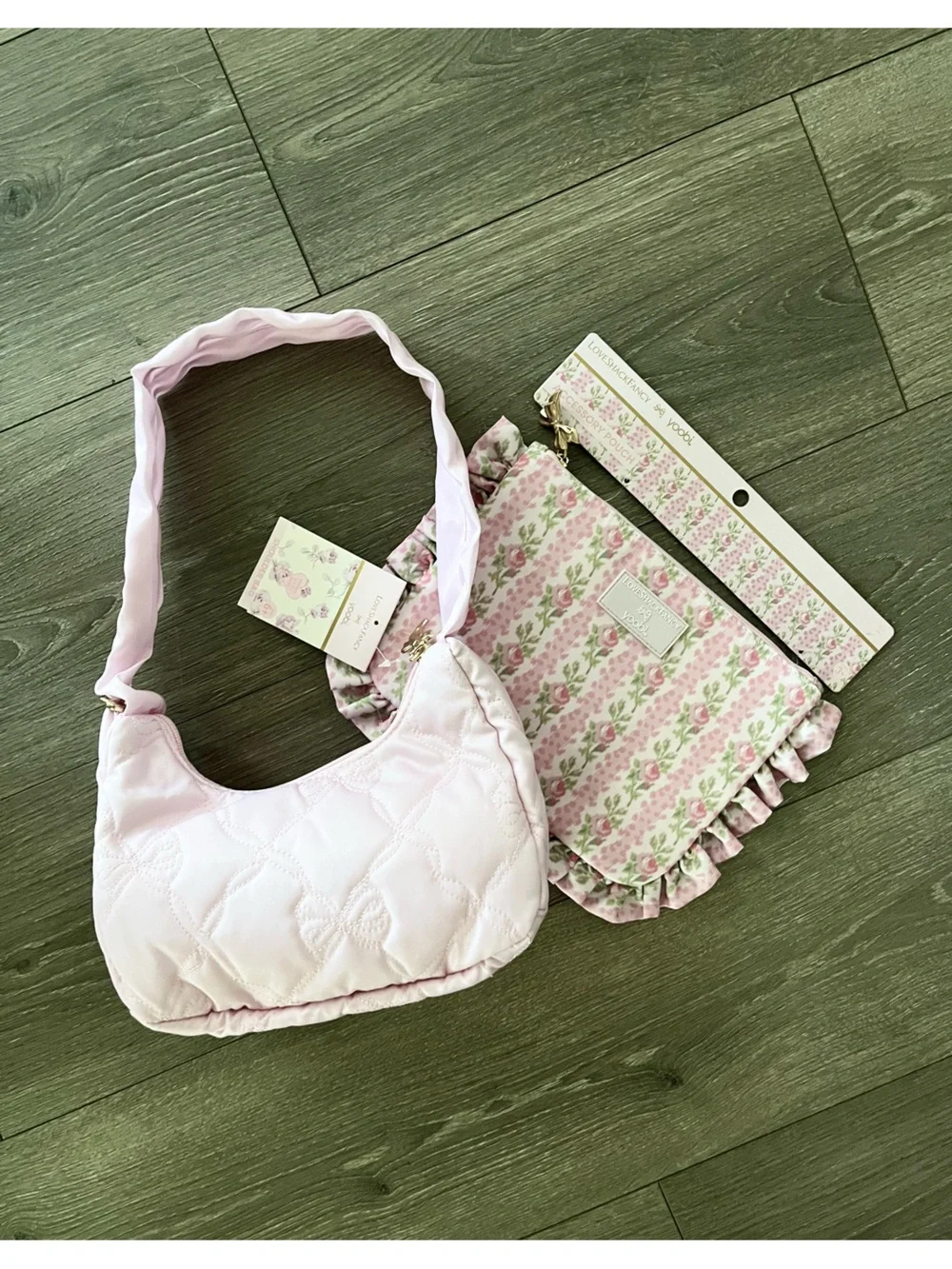 NWT Target x LoveShackFancy Pink Bow Bag and Floral Accessory Pouch